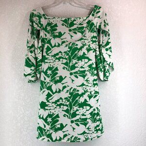 la mer luxe Knit 3/4 Sleeve Ashby Dress Emerald Green And White NWT Size XS